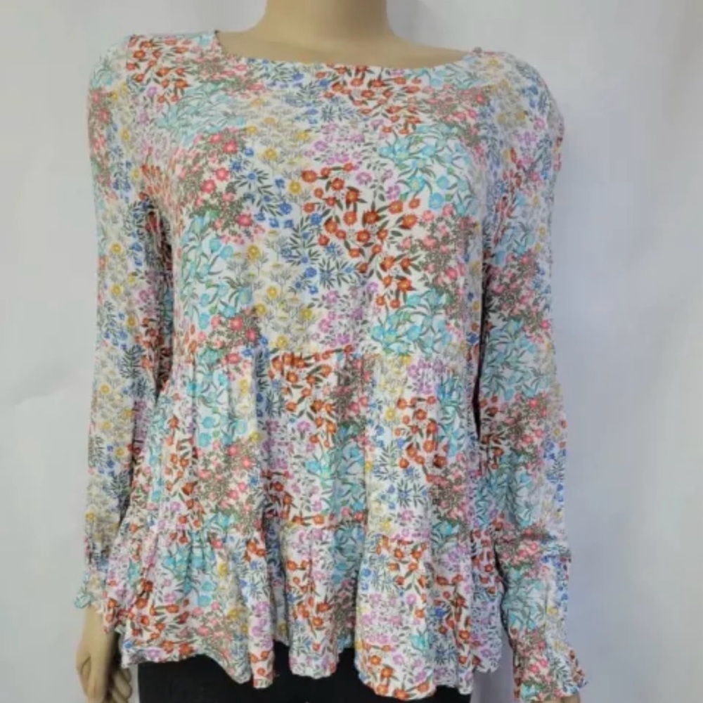 Jane and Delancey flowered Ruffled Blouse with Long Sleeves